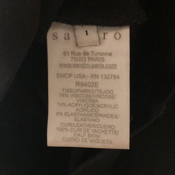 *last call* SANDRO bodycon black dress with leather accents - Picture 8 of 9